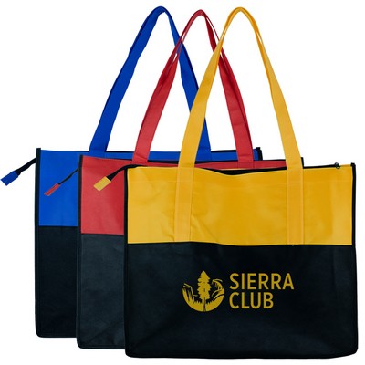 2 Tone Polypropylene Zippered Tote Bag