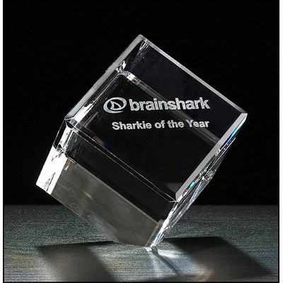 3.5'' Airflyte® Optical Crystal Cube Series Clipped Cube Multi-Faceted Award