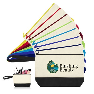 Cotton Canvas Two-Tone Cosmetic Bag