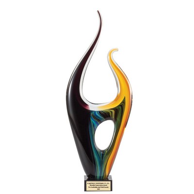 10 ½" Hand Blown Art Glass Sculpture Swirl Pattern Award