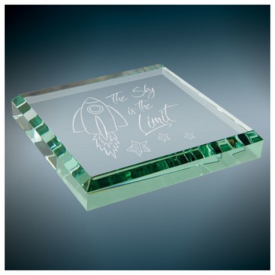 3" x 3" x.5" Jade Glass Paperweight