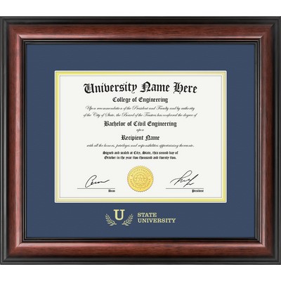 Carlton 8.5x11 Diploma / Certificate Frame (Mahogany/Blue) 16"x18"