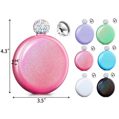 304 Stainless Steel Flask Bottle Cute Liquor Flask Whiskey Liquor Glitter Coating Flask
