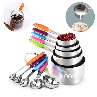 5 In 1 Measuring Cups And Spoons Set With Silicone Handles