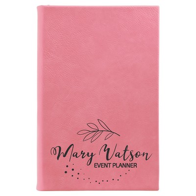 5.25" x 8.25" Pink Leatherette Sketch Book w/Unlined Notepad