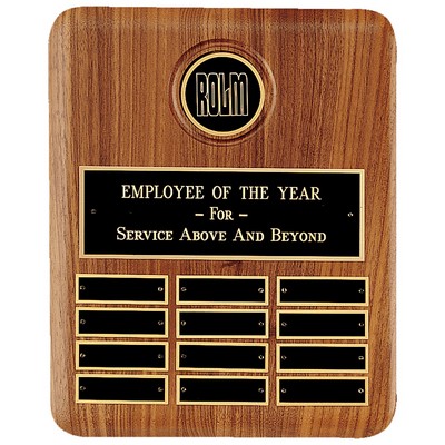 American Walnut 12 Plate Perpetual Plaque w/2.5" Disc