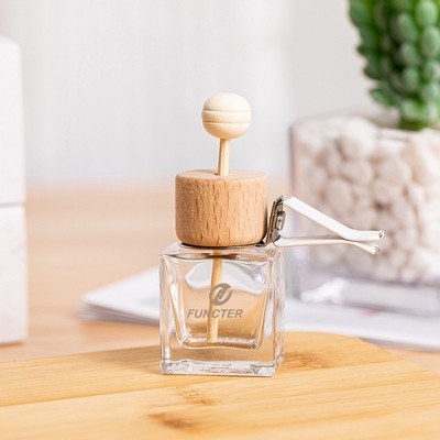 0.3 oz. Crystal Flat Square Shape Car Air Vent Perfume Bottle, Luxury Fragrance All The Way With
