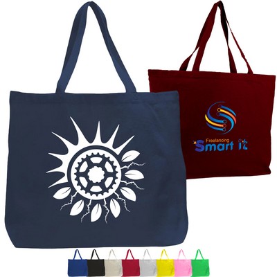 Cotton Canvas Jumbo Tote Bag with Long Handles USA Decorated