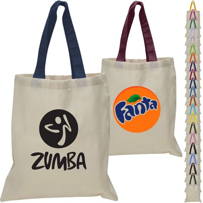 Eco-Friendly 100% Cotton Canvas Tote Bag with Color Handles USA Decorated