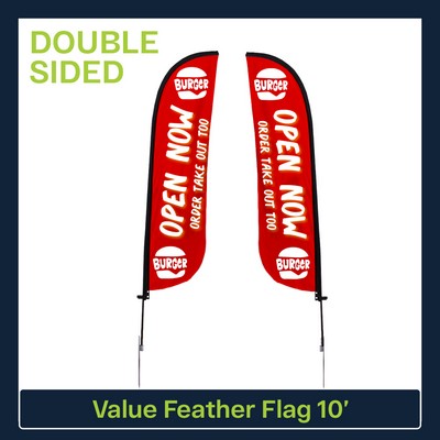 Value 10' Feather Flag - Double Sided w/Spike Base and Carry Bag