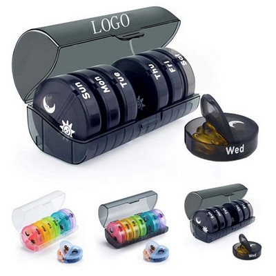 Portable Round Flip-Top Pill Box Organizer