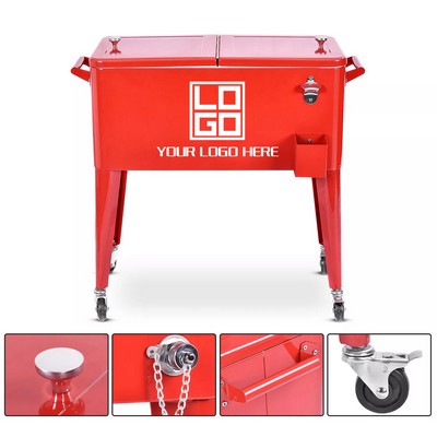 80 Quart/75 L Portable Rolling Cooler Cart with Wheels