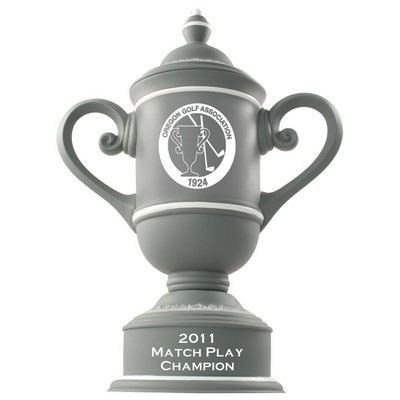 Custom Ceramic Trophy Cup - Grey / Ivory with Handles & Lid