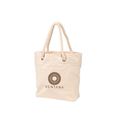 14 Oz. Cotton Canvas Tote with Rope Handles - 16.5"x13.5"x4.75"