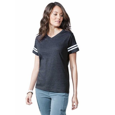LAT™ Ladies' Modern Fit Football V-Neck Short Sleeve Fine Jersey T-Shirt