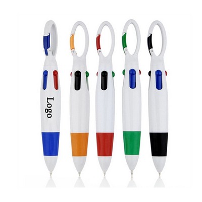 4-in-1 Multi-Color Carabiner Ballpoint Pen