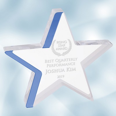 Acrylic Star Award w/ Blue Edge (S)