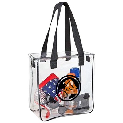Clear Vinyl Tote Bag with Zipper – Stadium Approved (12"x12"x6")