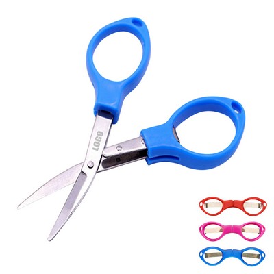 Folded Portable Scissors With Plastic Handle