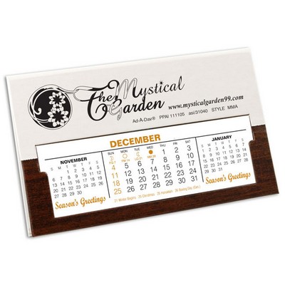 MMA Deskdate® Refillable Desk Calendar, White/Woodgrain - Special! Up to 40% Off thru 5/31/25*