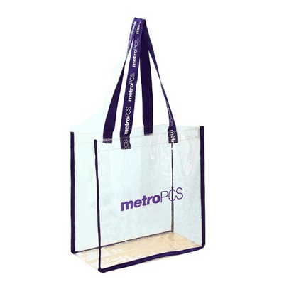 Clear Stadium Tote Bag w/Custom PP Webbing Handles