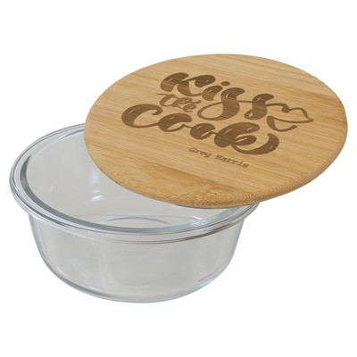 13 oz. Round Glass Container with Bamboo Lid