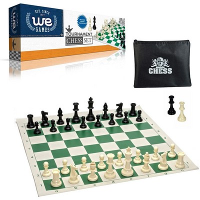 Tournament Chess Set, Roll-up Board, Weighted Pieces 3.75 in. King