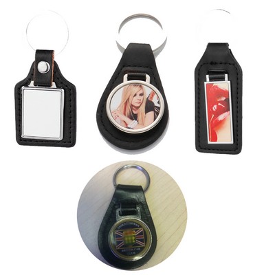 Leather Key Chain With Decal Logo