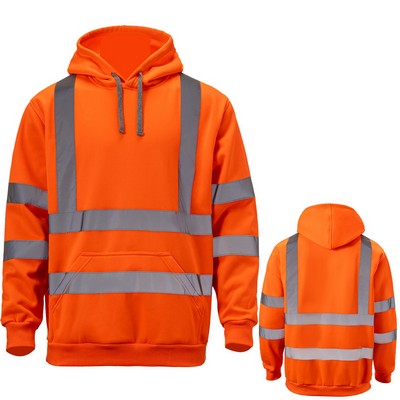 High Visibility Reflective Safety Hoodie with Kangaroo Pocket