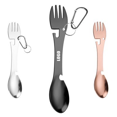 2 IN 1 Dual Heads Fork Spoon With Carabiner