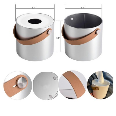 Modern Round Tissue Toilet Paper Dispenser Holder w/Leather Handles