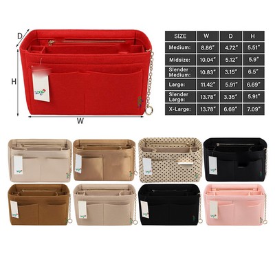 Purse Organizer Insert Felt Purse Organizer with Zipper and Sewn Bottom Insert