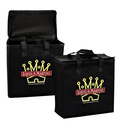 Custom 100g Non-Woven 6-Bottle Wine Tote Bag w/Removable Divider (7"x12"x12")