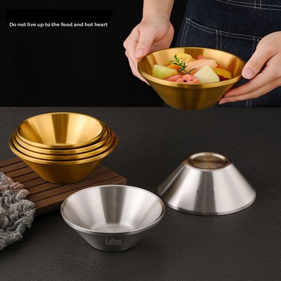 250ML 304 Silvery Stainless Steel Double-layered Anti-scalding Broad-brimmed Rice Hat Bowl