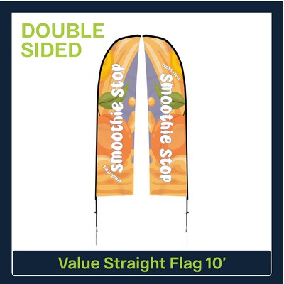Value 10' Straight Flag - Double Sided w/Spike Base and Carry Bag