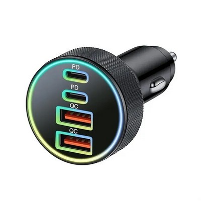 90W 4-Port Dual USB-C and USB-A Car Charger Adapter