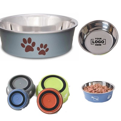 Pet Food Bowl Constructed with Double - Layer Stainless Steel