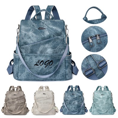 Stylish Multifunctional Ladies' Soft Leather Backpack - Simple Everyday Carry & Travel Tote