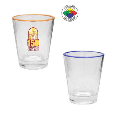 1.5 Oz. Glass Shot with Royal Blue Halo - Dishwasher Resistant - Precision Spot Color