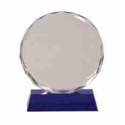 6" Round Crystal Facet Award on Blue Crystal Base