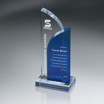 Optic Clear and Blue Crystal on Clear Base (2 Locations and Silver Color-Fill on Blue)