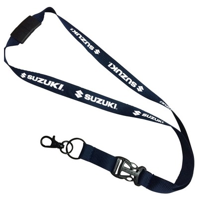 Lanyard 3/4" Polyester W/ Metal Lobster Claw, Detachable Slide Buckle Release, Safety Breakaway