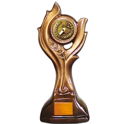 Stock 12" Victory Trophy With 2" Whistle Coin and Engraving Plate