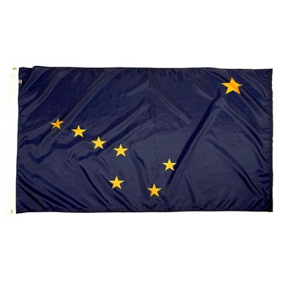 Alaska Indoor Parade Flag w/Pole Hem And Fringe (5'x8')