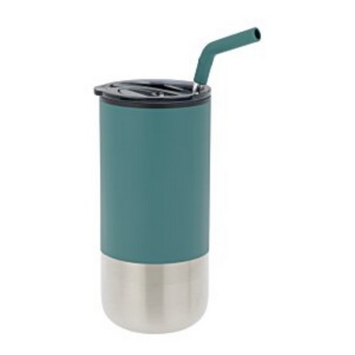 16oz Stainless Steel Insulated Tumbler Cup with Lid and Reusable Straw
