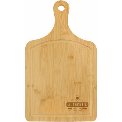 15 1/2" x 9" Bamboo Cutting Board Paddle Shape with Drip Ring