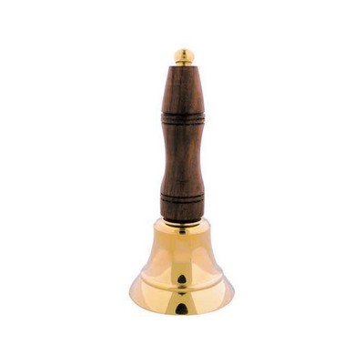 5.5" Brass School Bell with Wooden Handle