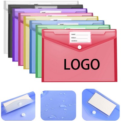 Clear Document Folders File Plastic Envelopes Snap Closure