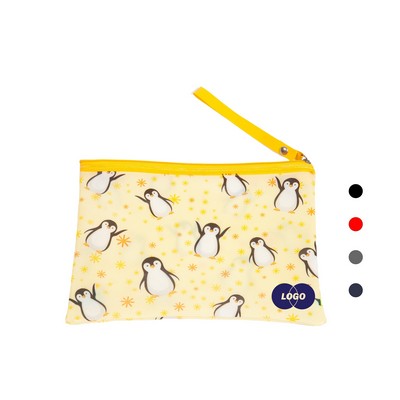 Penguin Print Zipper Pouch