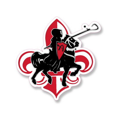 Decal on White Vinyl Material - (3"x8"). Full Color, Low Minimum!